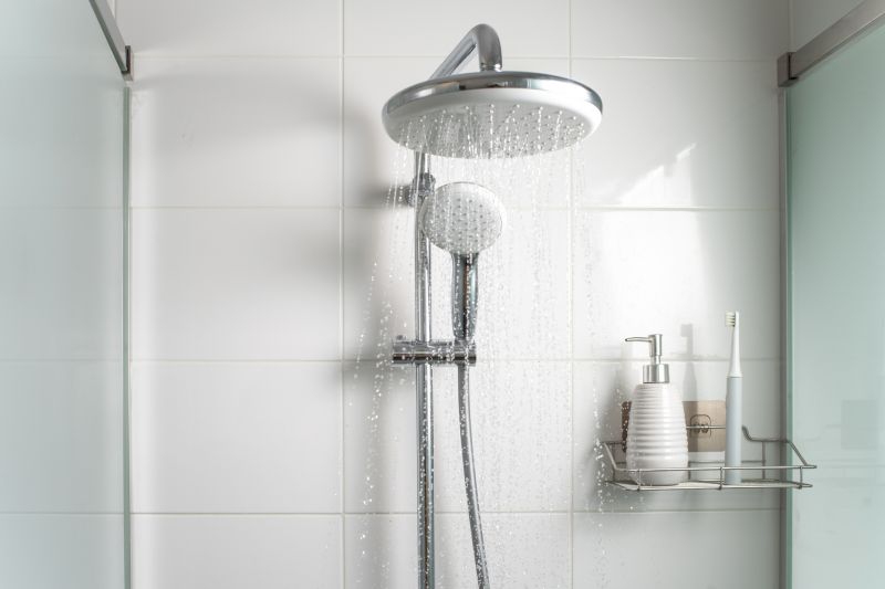 Rain Showerhead in Minimalist Bathroom